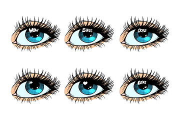 Image showing Female eye set glare in the pupil
