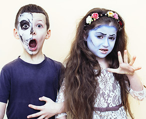 Image showing zombie apocalypse kids concept. Birthday party celebration facep