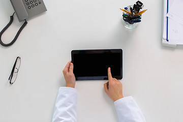 Image showing doctor hands with tablet pc at clinic