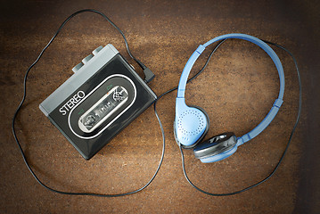 Image showing Vintage walkman and headphones.