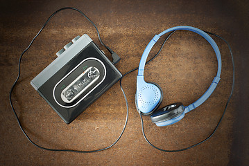 Image showing Vintage walkman and headphones.
