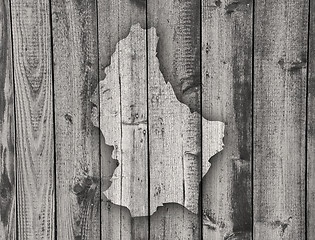 Image showing Map of Luxembourg on weathered wood