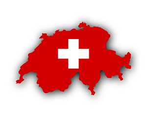 Image showing Map and flag of Switzerland
