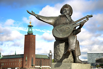 Image showing Evert Taube monument on Gamla and City Hall Stan in Stockholm, S