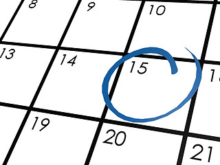 Image showing Calendar circled with blue marker