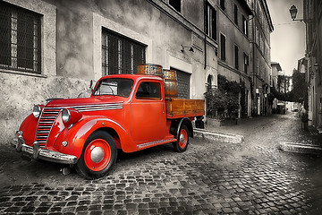 Image showing Red retro car