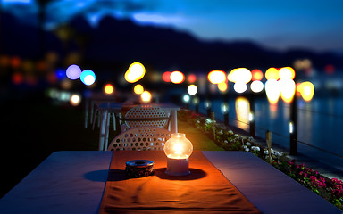 Image showing Dinner on mediterranean Sea