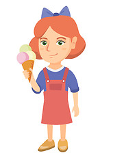 Image showing Little caucasian girl holding an ice cream cone.