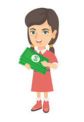 Image showing Caucasian girl holding money in hands.