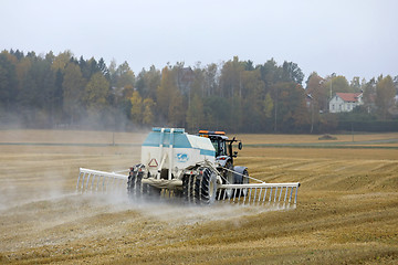 Image showing Spreading Agrilime on Field in Autumn 