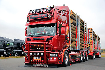 Image showing Red Customized Scania R730 Logging Truck 