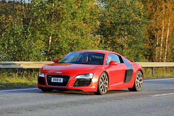 Image showing Red Audi R8 Supercar on Highway