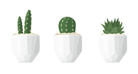 Image showing Cactus and succulent illustrations in a flat style isolated on a white background.