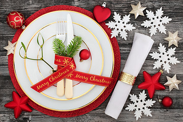 Image showing Christmas Dinner Table Setting