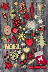 Image showing Christmas Noel Sign and Decorations