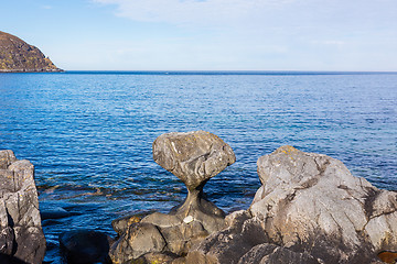 Image showing Kannesteinen is a special shaped stone located on the shore of O