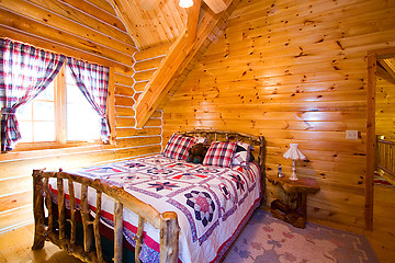 Image showing Close up on a Bedroom in a Cabin