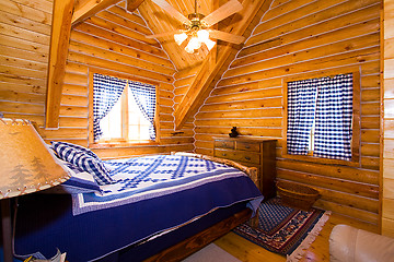 Image showing Close up on a Bedroom in a Cabin