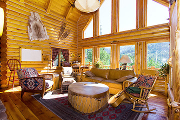 Image showing Close up on the Living Room in a Cabin