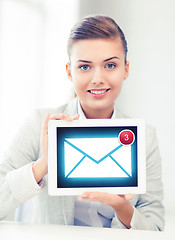 Image showing businesswoman with tablet pc in office