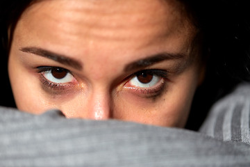 Image showing close up of unhappy crying woman face