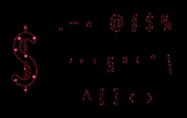 Image showing alphabet letters from glittering red stars