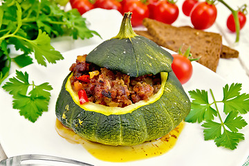 Image showing Squash green stuffed on light board