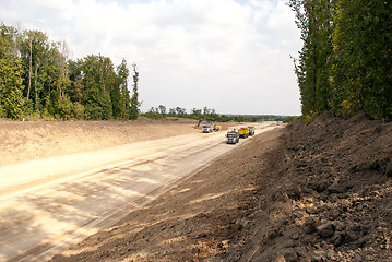 Image showing repair of the road in the autumn time