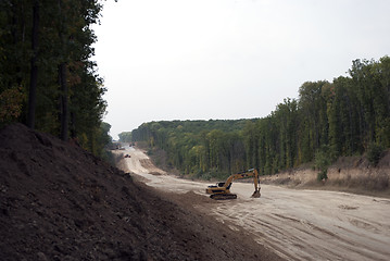 Image showing road construction in the autumn time