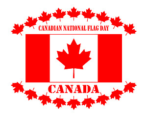 Image showing Flag of Canada and maple leaves