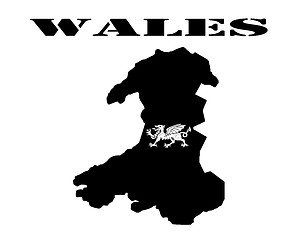 Image showing black map of Wales