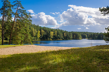 Image showing Colorful autumn landscape in the forest lake, Estonia