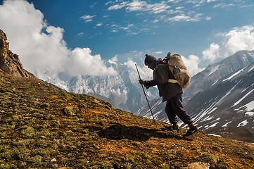 Image showing Walking man in Nepal