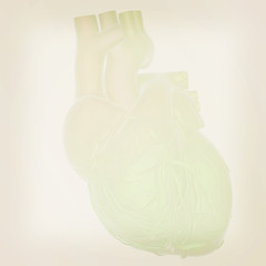 Image showing Human heart and veins. 3D illustration.. Vintage style.