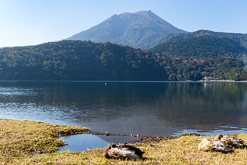 Image showing Mount Kirishima and lake