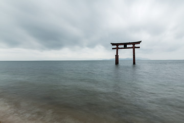 Image showing Shirahige shrine at evening