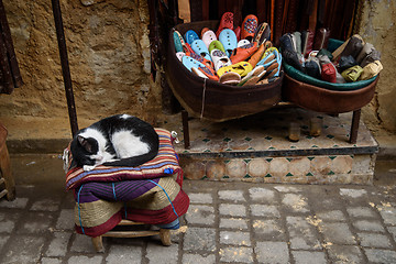 Image showing Traditional Moroccan market (souk) in Fez, Morocco