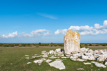 Image showing Standing stone in an ancient grave field