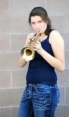 Image showing Female trumpet player.