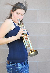 Image showing Female trumpet player.