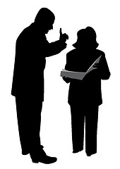 Image showing Male boss giving order or warning his female employee