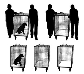 Image showing Animal control officers with dog in cage or empty cage