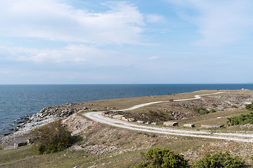 Image showing Landscape witha gravel road along the coast