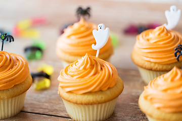 Image showing halloween party cupcakes or muffins on table