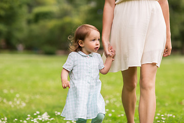 Image showing mother with baby girl walking at summer park