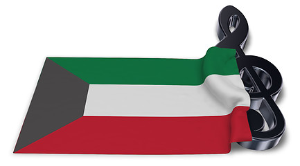 Image showing clef symbol symbol and flag of kuwait - 3d rendering