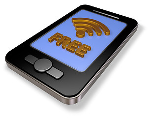 Image showing free wifi symbol on smartphone display - 3d rendering