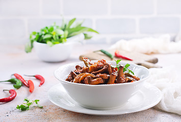 Image showing fried mushrooms with vegetables