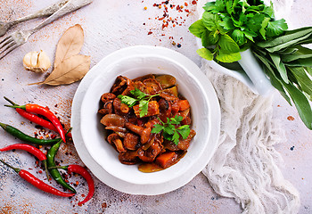 Image showing fried mushrooms with vegetables