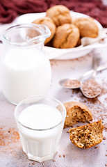 Image showing bread and milk on a table